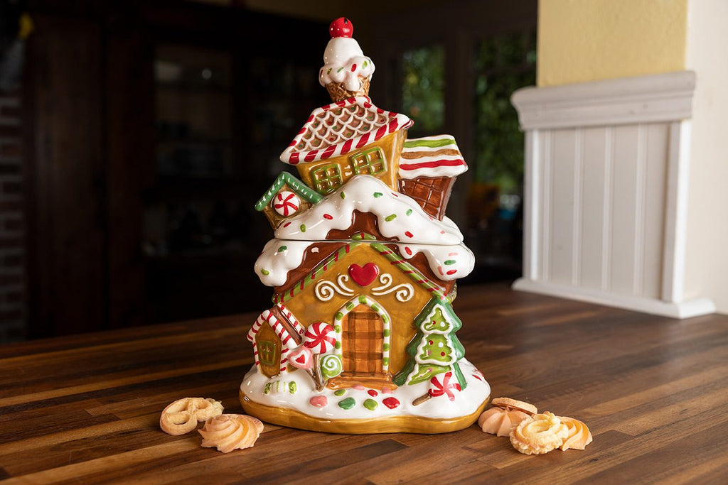 Blue Sky Christmas Gingerbread Bakery Truck Cookie Jar newest