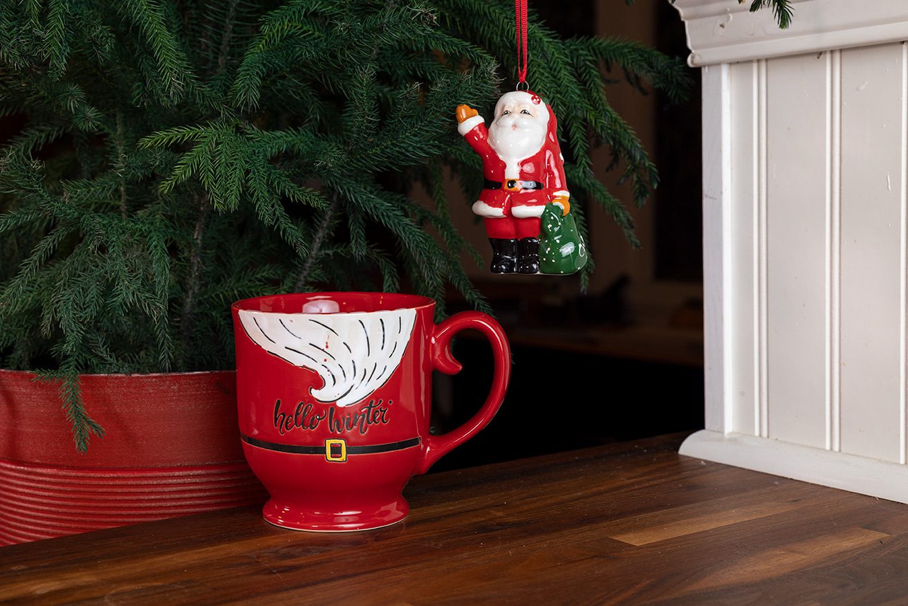 Blue Sky Clayworks Santa Holiday Mug and Ornament
