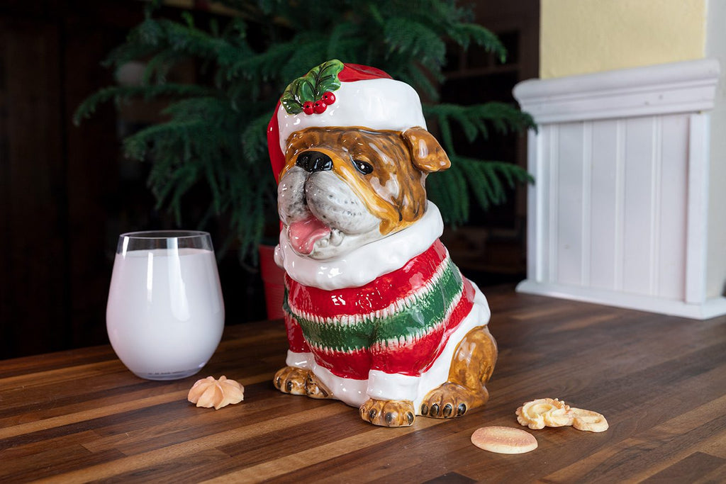 Sleigh Bell Ceramic 5x10in shops Winter Bulldog Cookie Jar BB02B29005