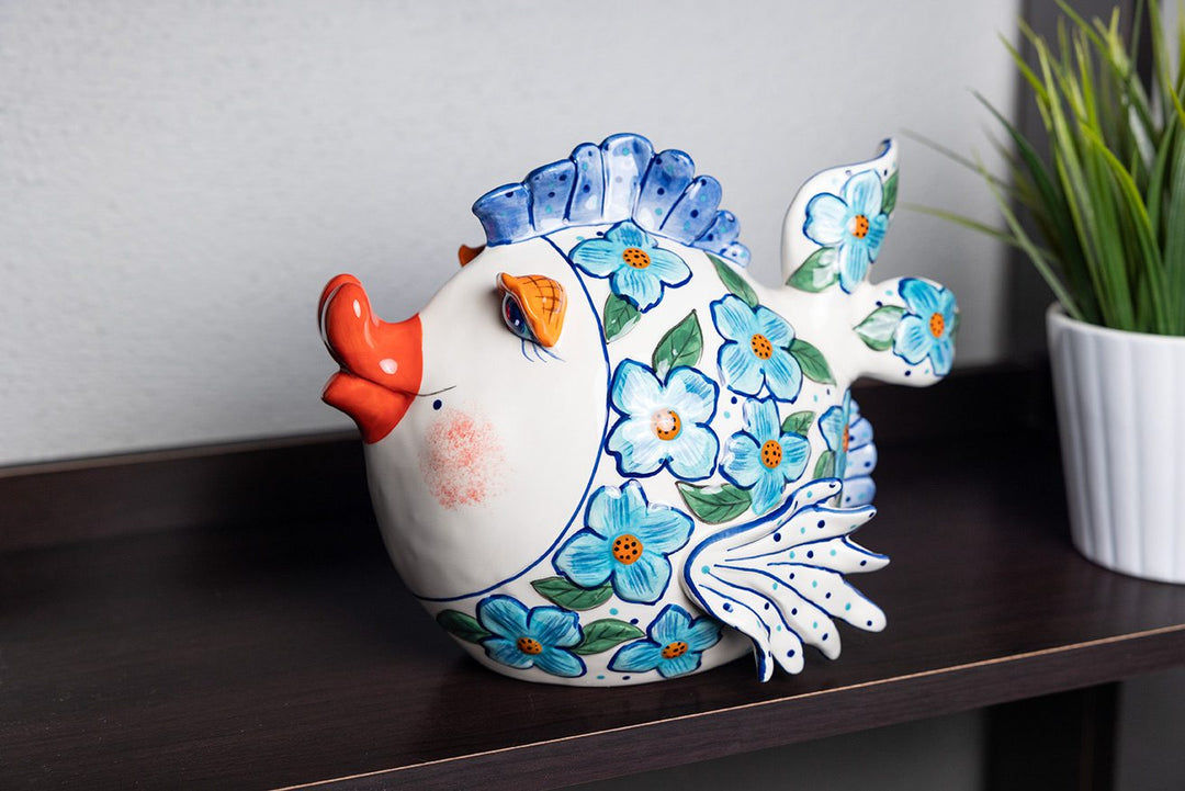 Flower Fish Figurine - Blue