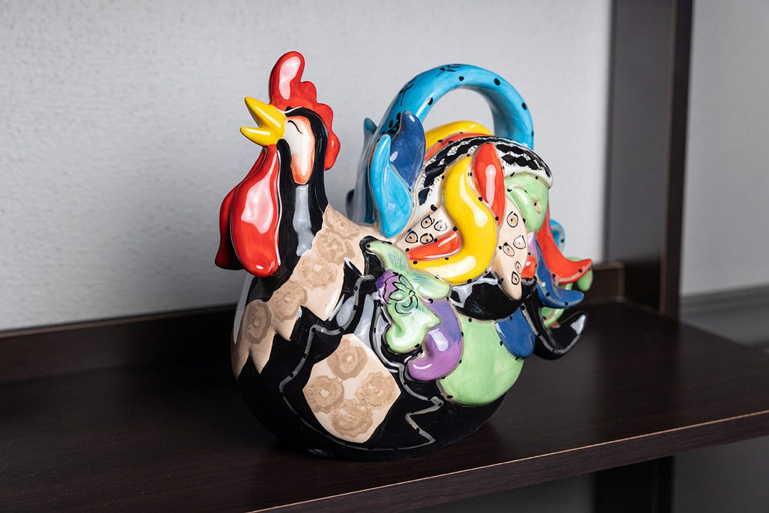 Funky Black Rooster Figurine