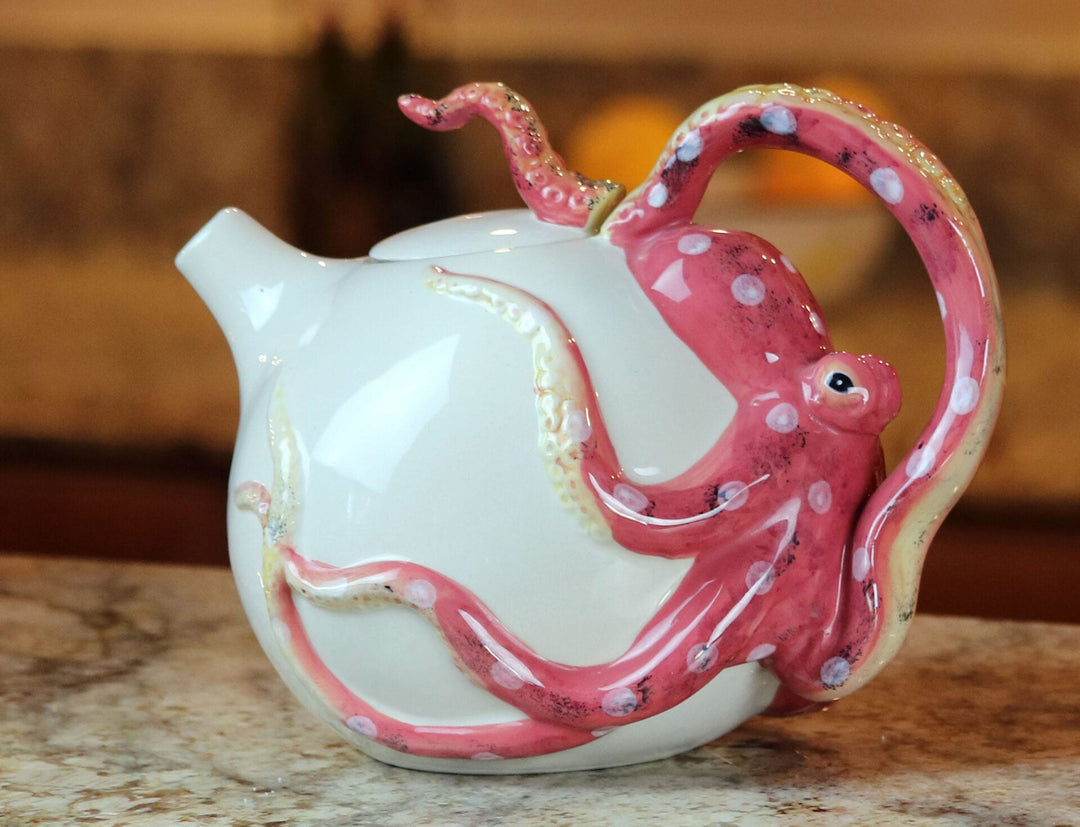 RED CIRCULAR OCTOPUS TEAPOT