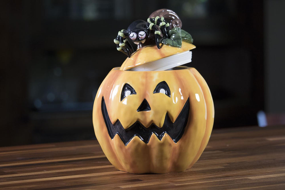 Pumpkin Cookie Jar with Spider