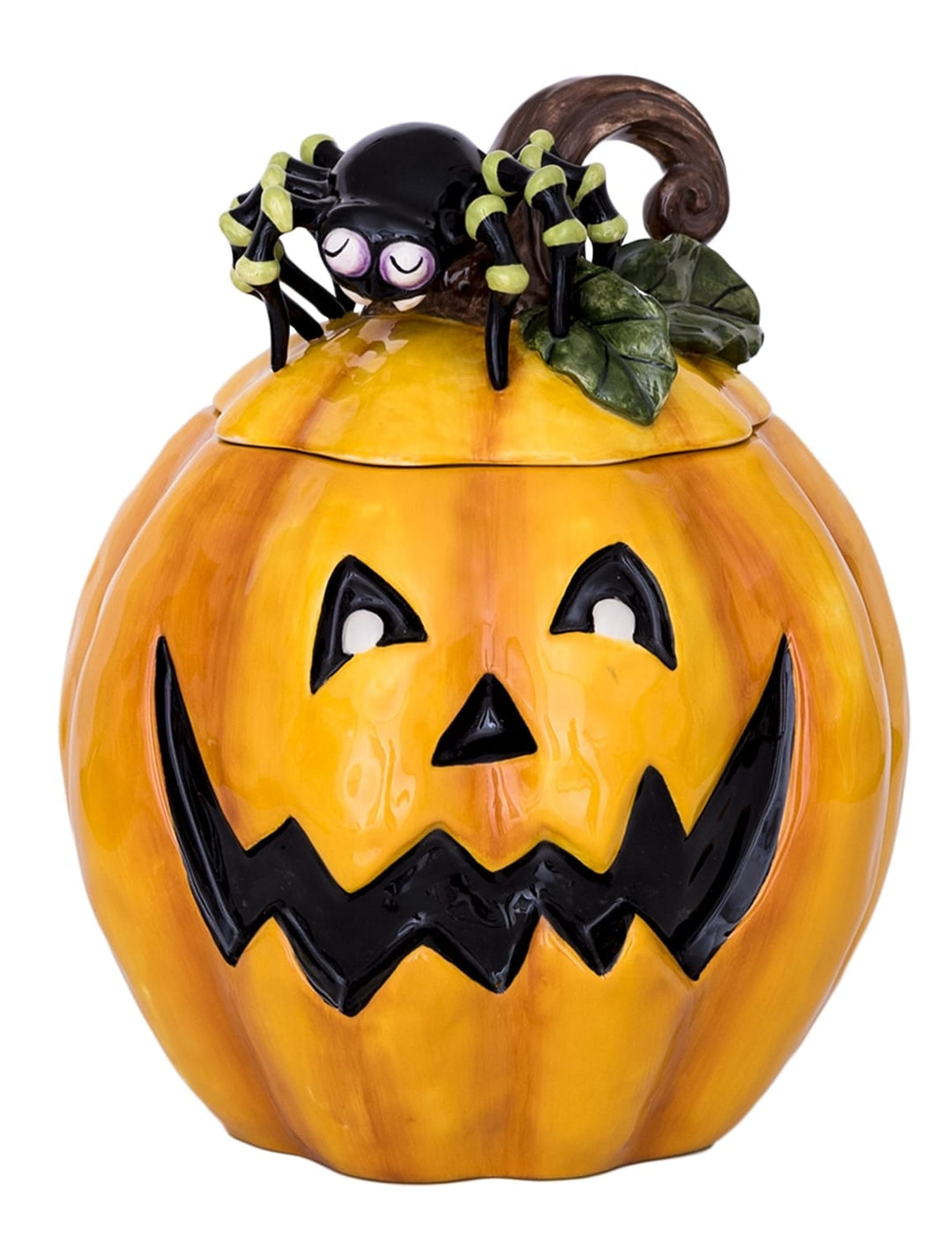 Pumpkin Cookie Jar with Spider