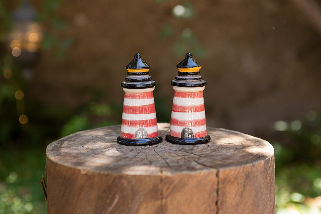 LIGHTHOUSE WITH RED STRIPES SALT & PEPPER SET