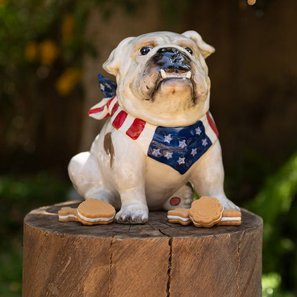 Stars and Stripes Forever Bulldog Cookie Jar – Blue Sky Clayworks