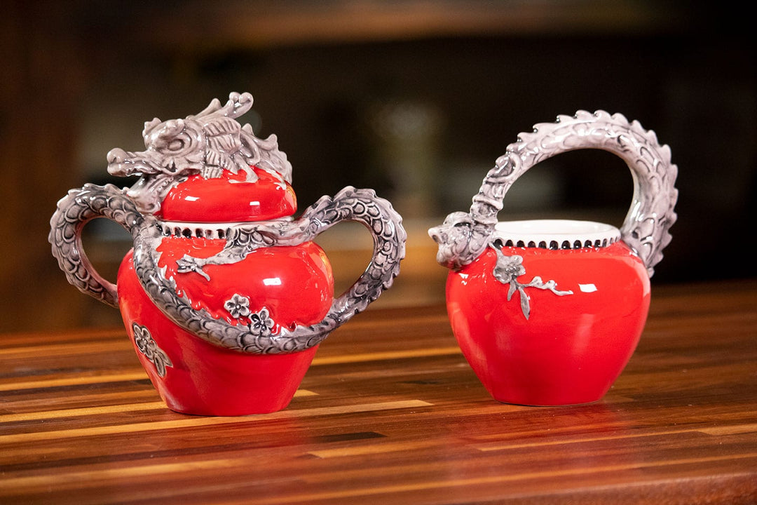 Red Dragon Cream & Sugar Set