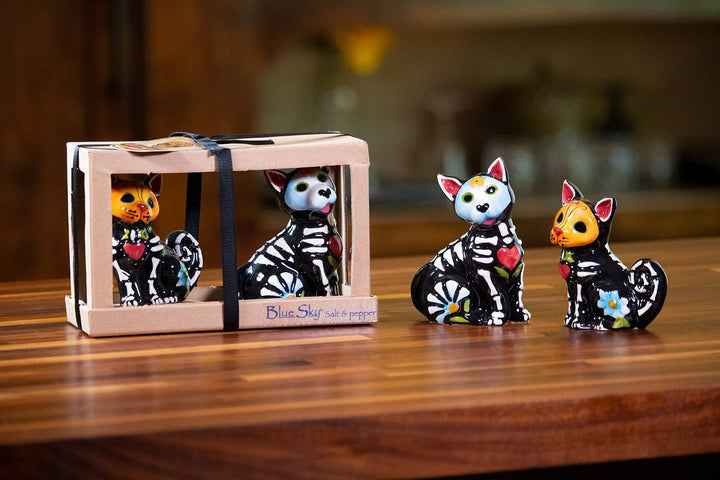 Day Of Dead Cat And Dog Salt & Pepper Set